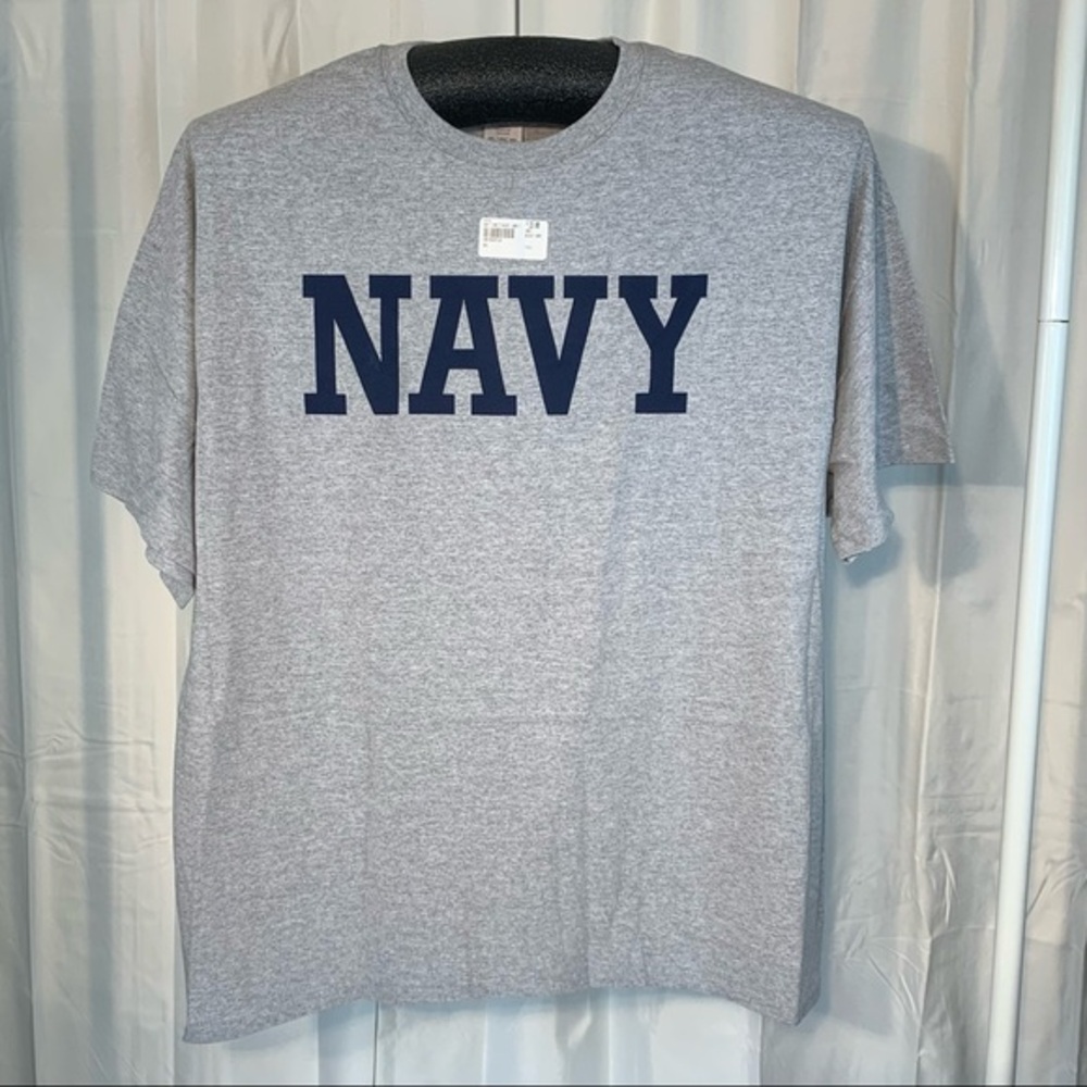 Gildan NWT “NAVY” grey short sleeve tee shirt.
